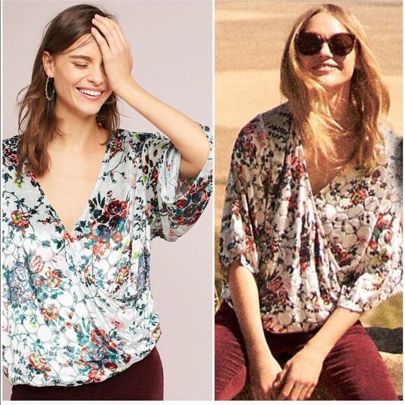 Anthropologie Maeve Umi Silk Velvet Kimono Top NWT - Picture 6 of 8